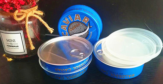 Kaviar Ring tarik kaleng mudah terbuka kaleng kaviar di Aluminium dengan tutup plastik 3.5oz dan 7oz