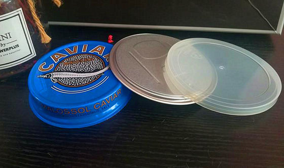Kaviar Ring tarik kaleng mudah terbuka kaleng kaviar di Aluminium dengan tutup plastik 3.5oz dan 7oz