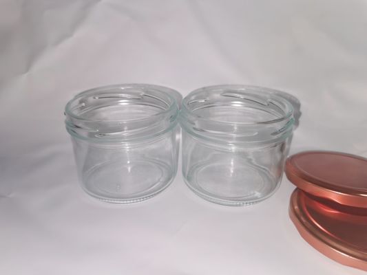 Berkualitas tinggi Makanan transparan Caviar kaca toples standar 8OZ 240ml Dengan tutup logam