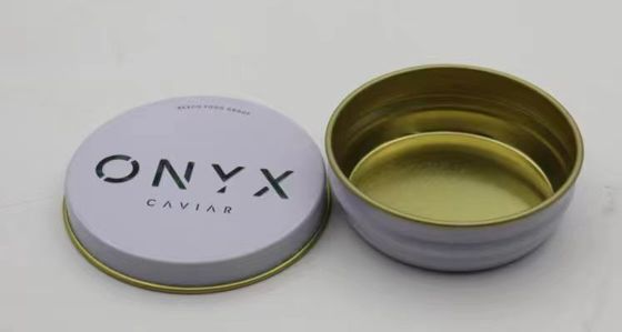 0.28mm Food Grade Tinplate Kaviar Packaging Vacuum Empty Can 30g dan 50g dengan tutup datar
