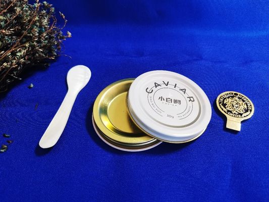 0.28mm Food Grade Tinplate Kaviar Packaging Vacuum Empty Kaleng 10g dengan pencetakan