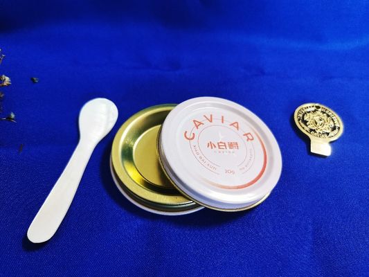 0.28mm Food Grade Tinplate Kaviar Packaging Vacuum Empty Kaleng 10g dengan pencetakan