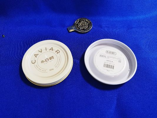 0.28mm Food Grade Tinplate Kaviar Packaging Vacuum Empty Kaleng 10g dengan pencetakan