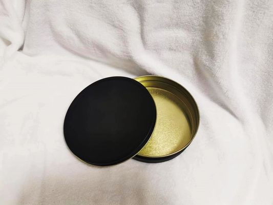 Vacuum Empty Caviar Tin Can Food Grade Packaging 500ml dengan warna hitam matte di dalam emas
