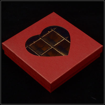 Dasar dan Tutup Kotak Karton, Kotak Cokelat Hari Valentine Dengan Jendela Plastik