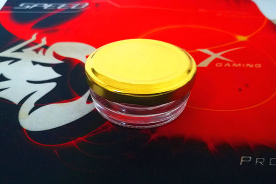 Grosir tinggi transparan 0.5oz 15-20 gram kaca caviar toples dengan tutup logam dalam warna yang berbeda