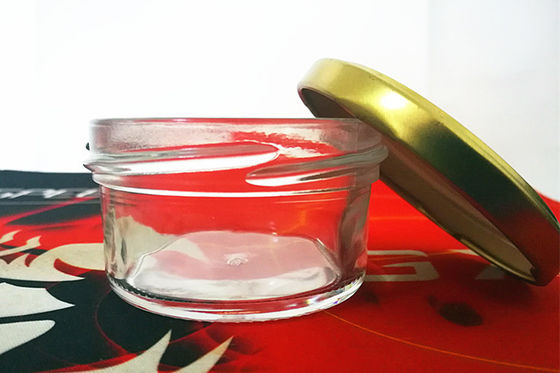 Toples Kaviar Kaca Transparan Tinggi Dengan Tutup Logam