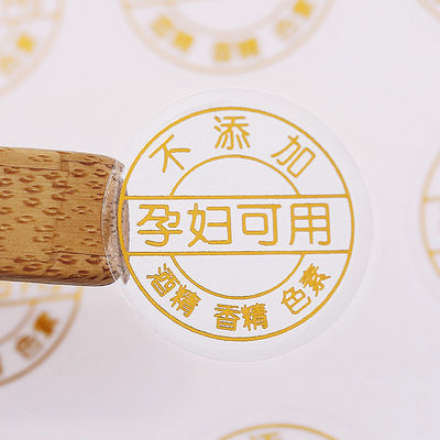 PVC Transparent Logo Label Sticker Bentuk persegi panjang Dengan Gold Foil Stamping
