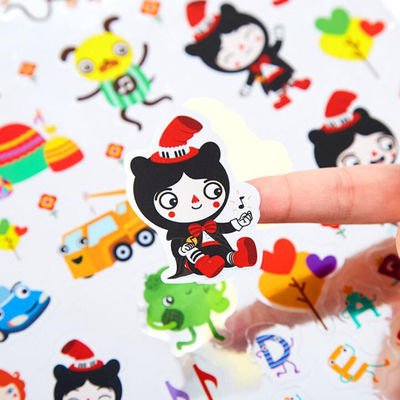 Anak-anak Kartun Sticker Label Die Cut Dengan Laser Perak Stamping