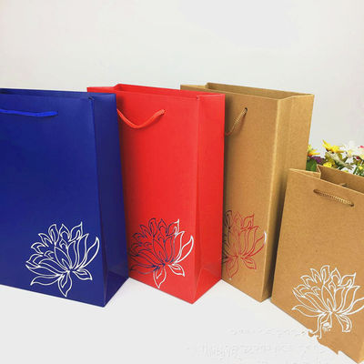 Eco Friendly Kraft Paper Shopping Bags Logo Cetak Untuk Toko / Supermarket