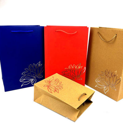 Eco Friendly Kraft Paper Shopping Bags Logo Cetak Untuk Toko / Supermarket