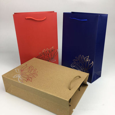 Eco Friendly Kraft Paper Shopping Bags Logo Cetak Untuk Toko / Supermarket