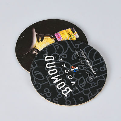 Waterproof promotional drink coasters bentuk bulat dengan ISO FDA disetujui
