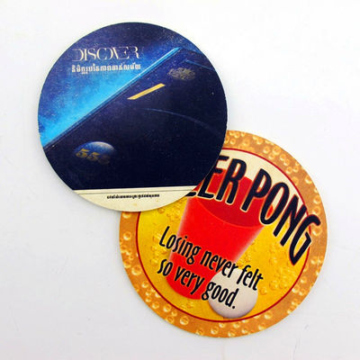 Eco Friendly Paper Promotional Drink Coasters Custom Shape Tahan Suhu Tinggi