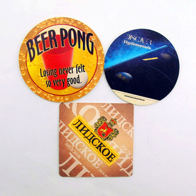 Eco Friendly Paper Promotional Drink Coasters Custom Shape Tahan Suhu Tinggi