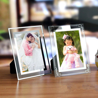 Rekaman Rekonstruksi Kaca Bentuk persegi panjang Meja Atas Frame Foto Dengan 12 Warna Tersedia