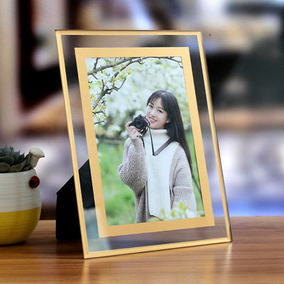 Rekaman Rekonstruksi Kaca Bentuk persegi panjang Meja Atas Frame Foto Dengan 12 Warna Tersedia