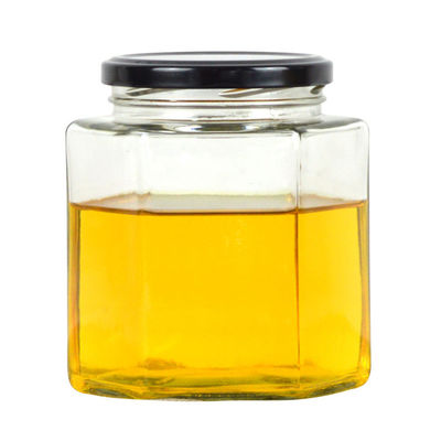 Hexagon Clear Glass Storage Bottle 100ml 500ml Dengan Tutup Logam Untuk Krim Madu