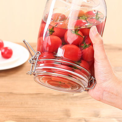 Custom Airtight Square Glass Storage Jar Botol Dengan Clip Tutup Berbagai ukuran Tersedia