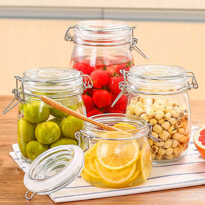 Custom Airtight Square Glass Storage Jar Botol Dengan Clip Tutup Berbagai ukuran Tersedia