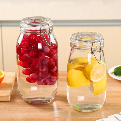 Custom Airtight Square Glass Storage Jar Botol Dengan Clip Tutup Berbagai ukuran Tersedia