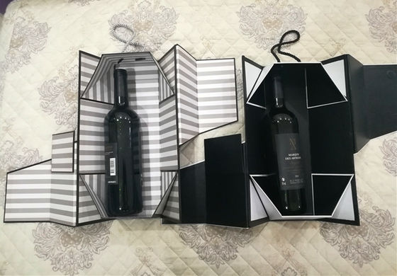 Kotak Kardus Lipat Mewah Dengan Penutupan Magnetik Kemasan Botol Anggur Handmade