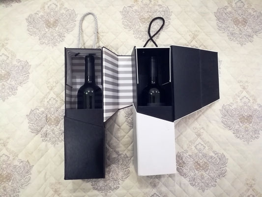 Kotak Kardus Lipat Mewah Dengan Penutupan Magnetik Kemasan Botol Anggur Handmade