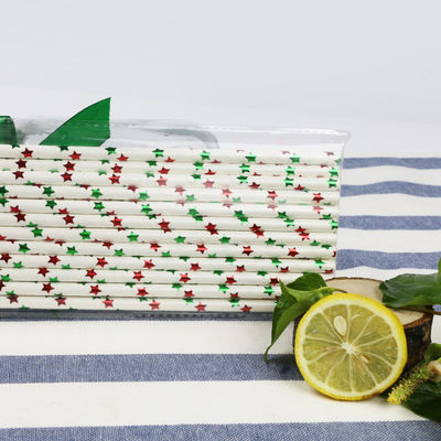 Custom Bendable Minum Biodegradable Paper Straws Warna Foil Emas Hijau