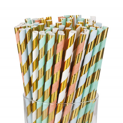 Gold Foil Jumbo Paper Straw, Eco-Friendly Paper Straw Untuk Restoran