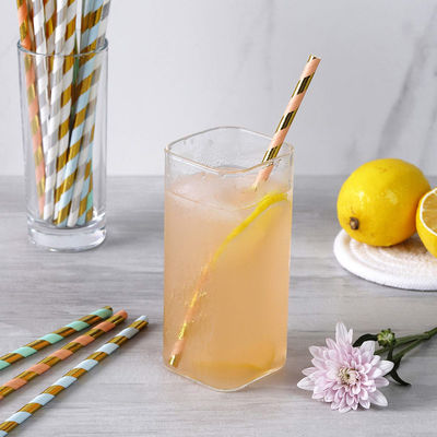 Gold Foil Jumbo Paper Straw, Eco-Friendly Paper Straw Untuk Restoran