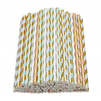 Gold Foil Jumbo Paper Straw, Eco-Friendly Paper Straw Untuk Restoran