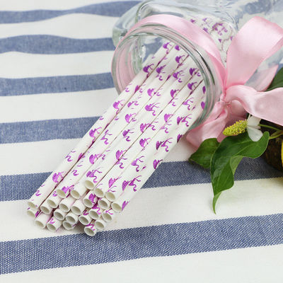 Flamingo Pattern Gold Biodegradable Paper Straw, Satu kali pakai kertas sendok Straw