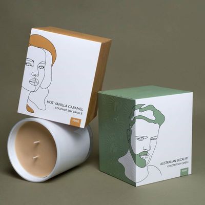 Emas Perak Foil Embossing Up Cardboard Candle Box 4c Pencetakan