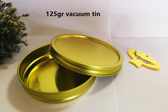 125g Bulat Vakuum Kosong Kaleng Kaviar Dengan Bahan Tinplate 0,28mm