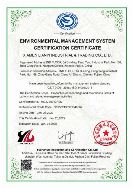 Cina Lianyi International industrial and trading co.,Ltd Sertifikasi